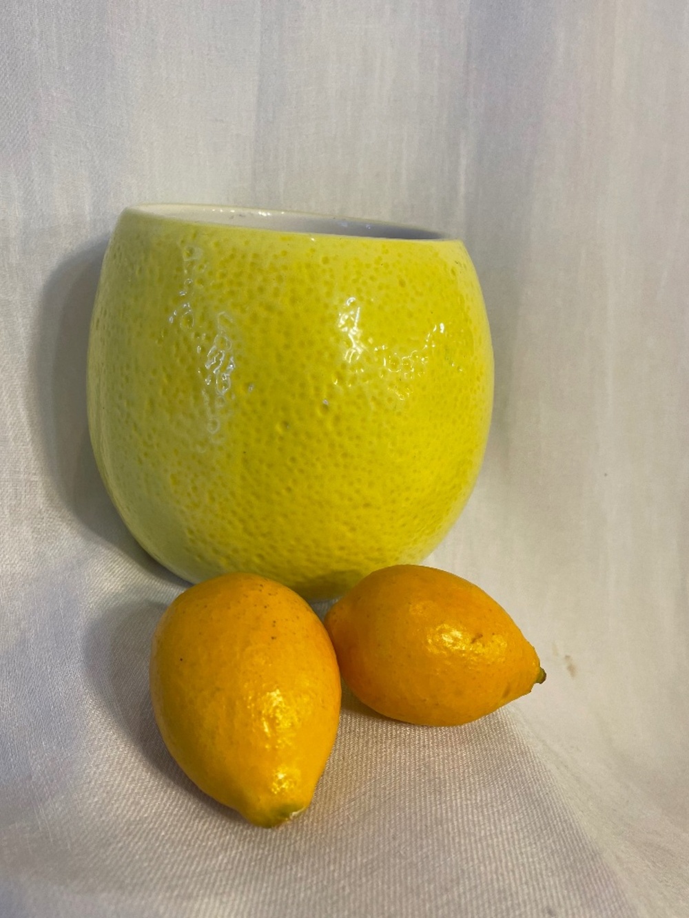Lemon Yellow Textured Ceramic Planter